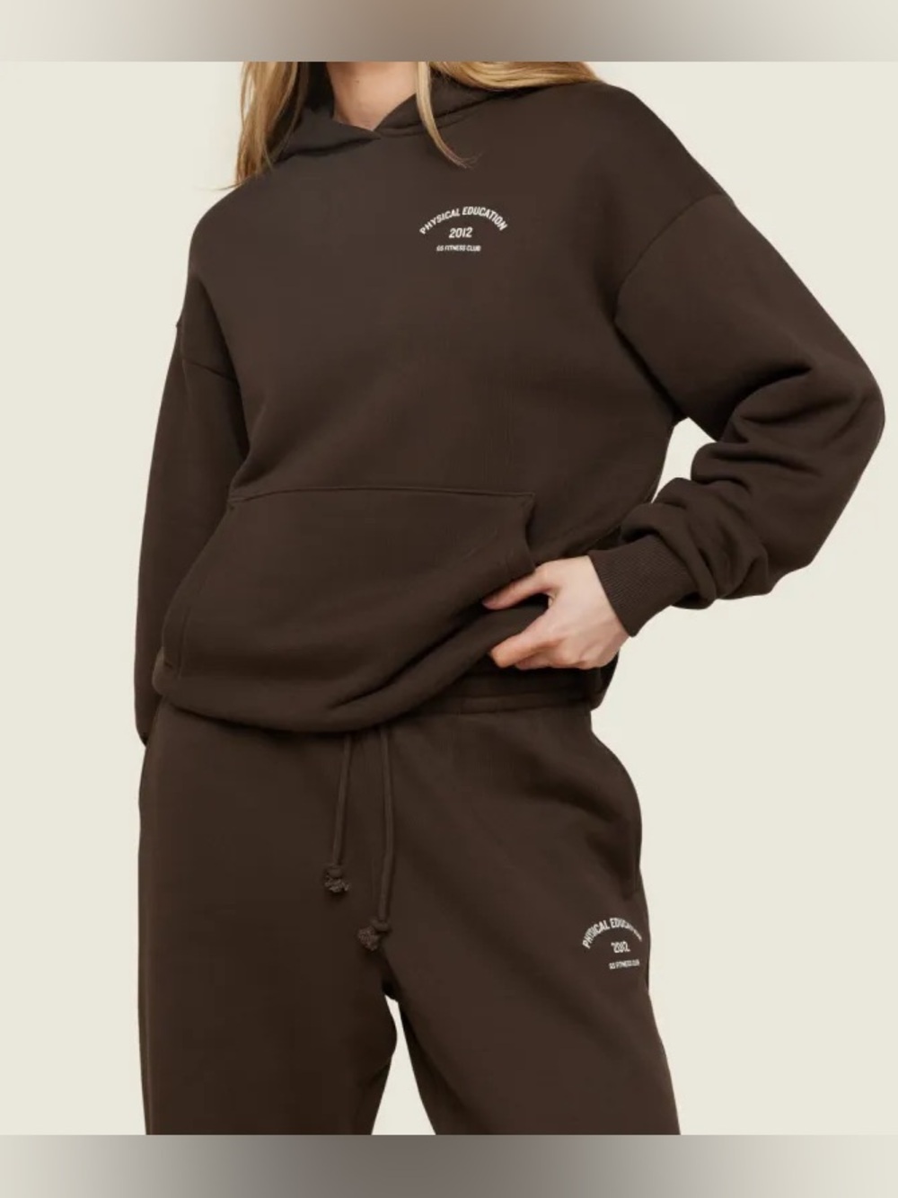Gymshark Phys Ed Graphic Set Archive Brown Hoodie and Sweatpants Set Size XS
